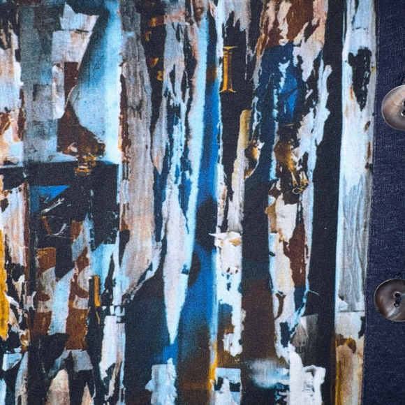 Women's Parsley & Sage Button Down Tunic Shirt XL Blue Brown Abstract Artsy - Picture 5 of 11